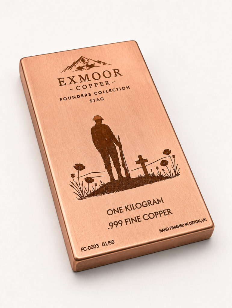 Lest We Forget remembrance soldier design engraved on a copper bar